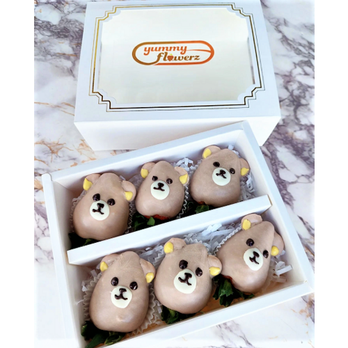 6pcs Rilakkuma Bear Chocolate Strawberries Gift Box